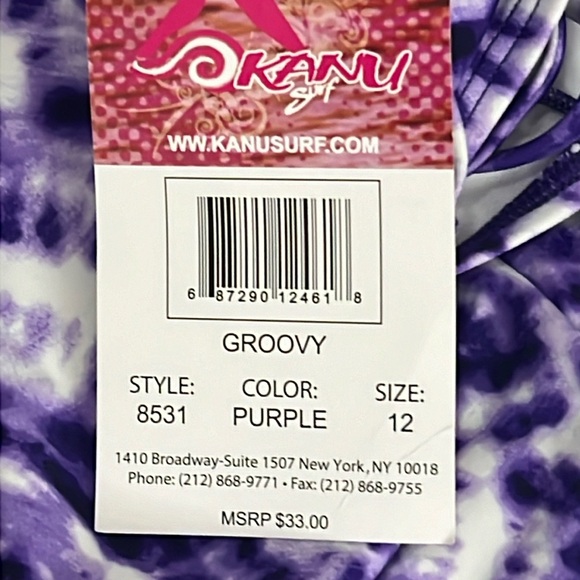 Kanu Surf Groovy Purple Girls One Piece bathing Suit Size 12 New with Tag - Picture 5 of 7